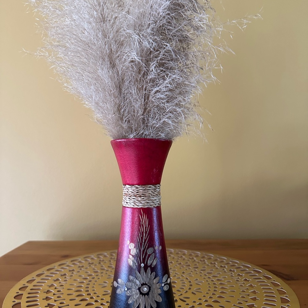 Elegant Red and Black Floral Vase
